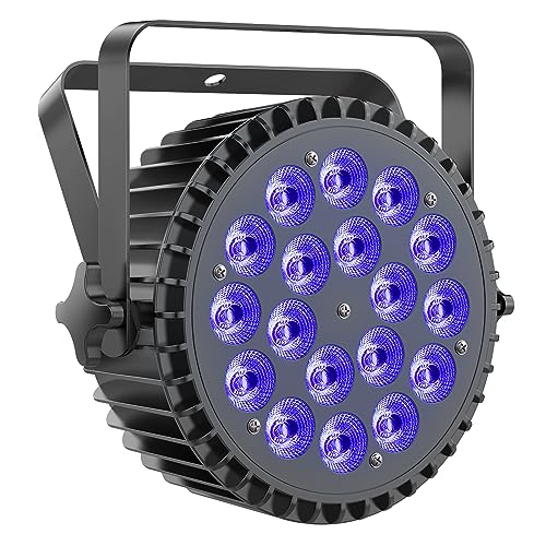 UKfog Foco LED 6 en 1 par de 200 W 18 LED RGBWA+UV Foco LED DMX512 Luz de discoteca 7/10 CH luz...