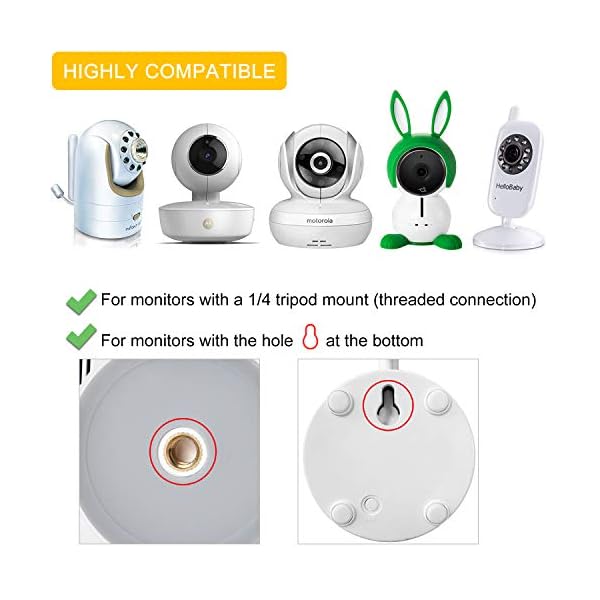 Wandhalterung für Motorola Baby Monitor, Infant Optics DXR-8, Samsung, Babysense, HelloBaby, Arlo und die meisten universellen Monitore, Aluminiumlegierung – Bild 4