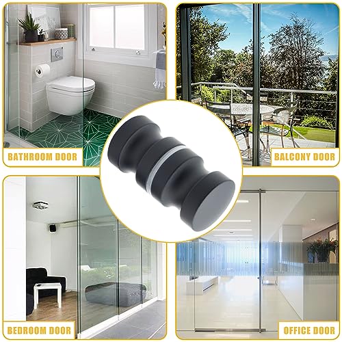 Image of 2 Pack Shower Glass Door Handle, Stainless Steel Shower Doors Knob Double Sided Pull Hardware for Bathroom Glass Doors (Black)