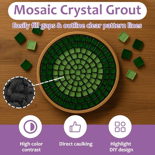 Image of 1DFAUL 200g Mosaic Crystal Grout for Crafts, Direct caulking (Black)