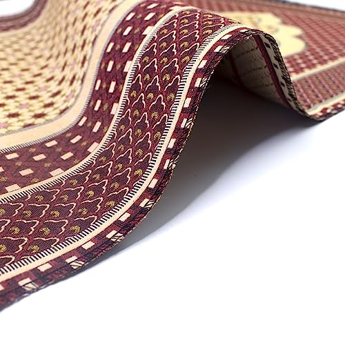 Modefa Turkish Islamic Prayer Mat Janamaz Sajjadah | Thin Woven Cotton Praying Rug Ramadan Eid Gift | Traditional Muslim Sejada for Men Women - Hira Diamond (Red)