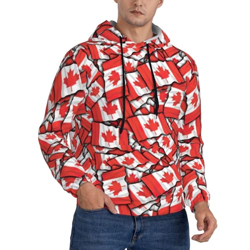 Sweatshirt homme drapeau canadien à capuche et manches longues