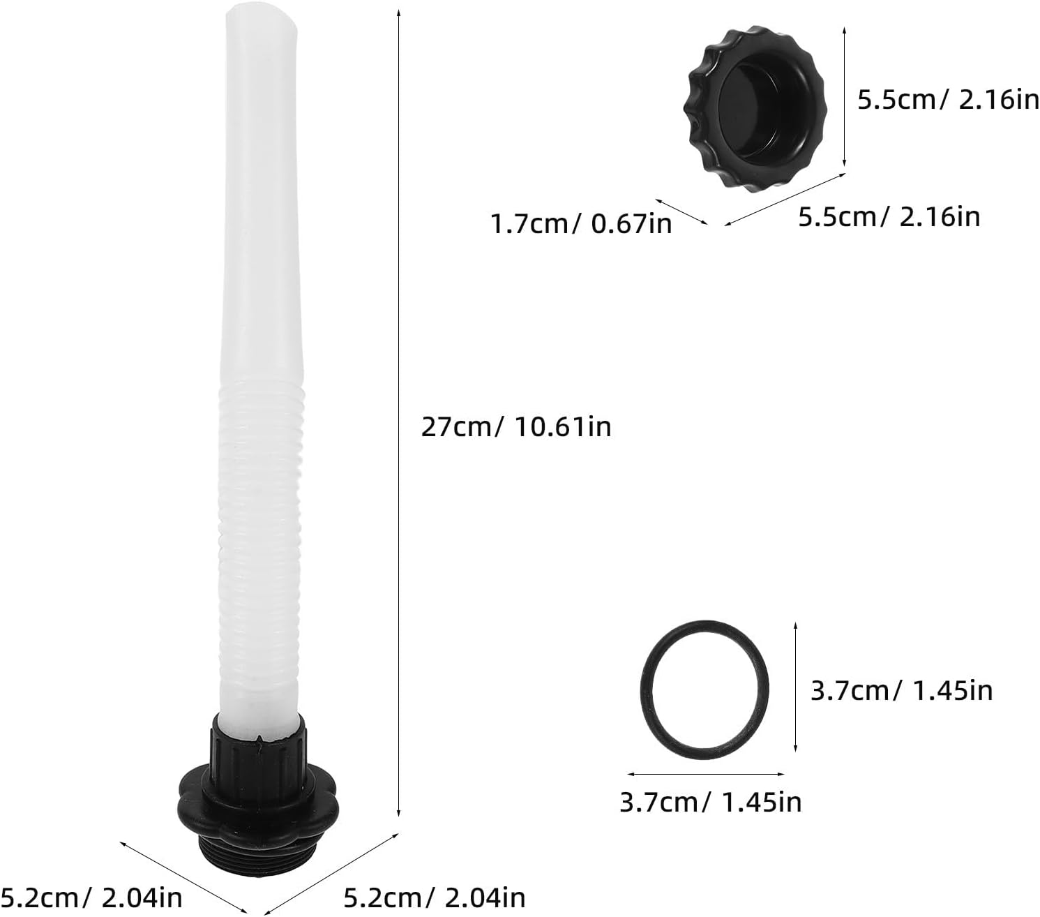 10.6 Inch Can Spout Replacement with Thread Cap and Seal for Fuel Containers and Gas Cans Leakproof Design for Easy Pouring during Automotive Fuel Needs Random Color