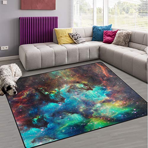 Naanle Galaxy Star Area Rug 5'X7', Universe Nebula Polyester Area Rug Mat For Living Dining Dorm Room Bedroom Home Decorative #TOP13