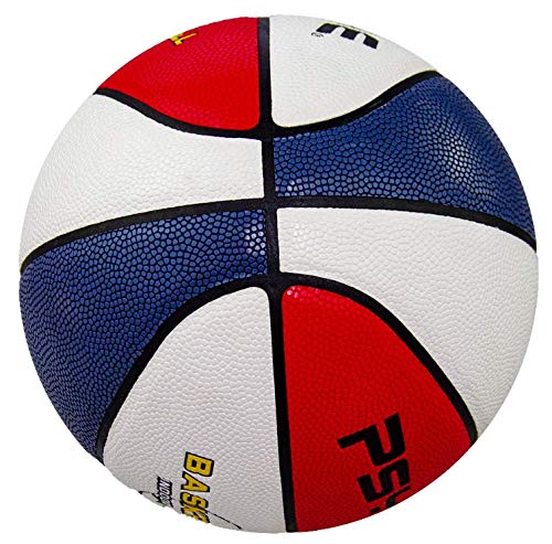 PSYCHE 7 Couro PU/Treinamento ao ar livre Bola de Basquete Match Ball (Azul branco vermelho)