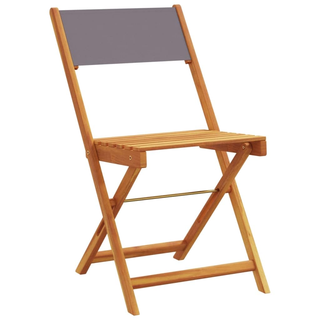 Set di 3 pezzi da bistrot in legno di acacia e tessuto, pieghevole, per giardino, balcone e terrazza, robusto set di mobili da esterno