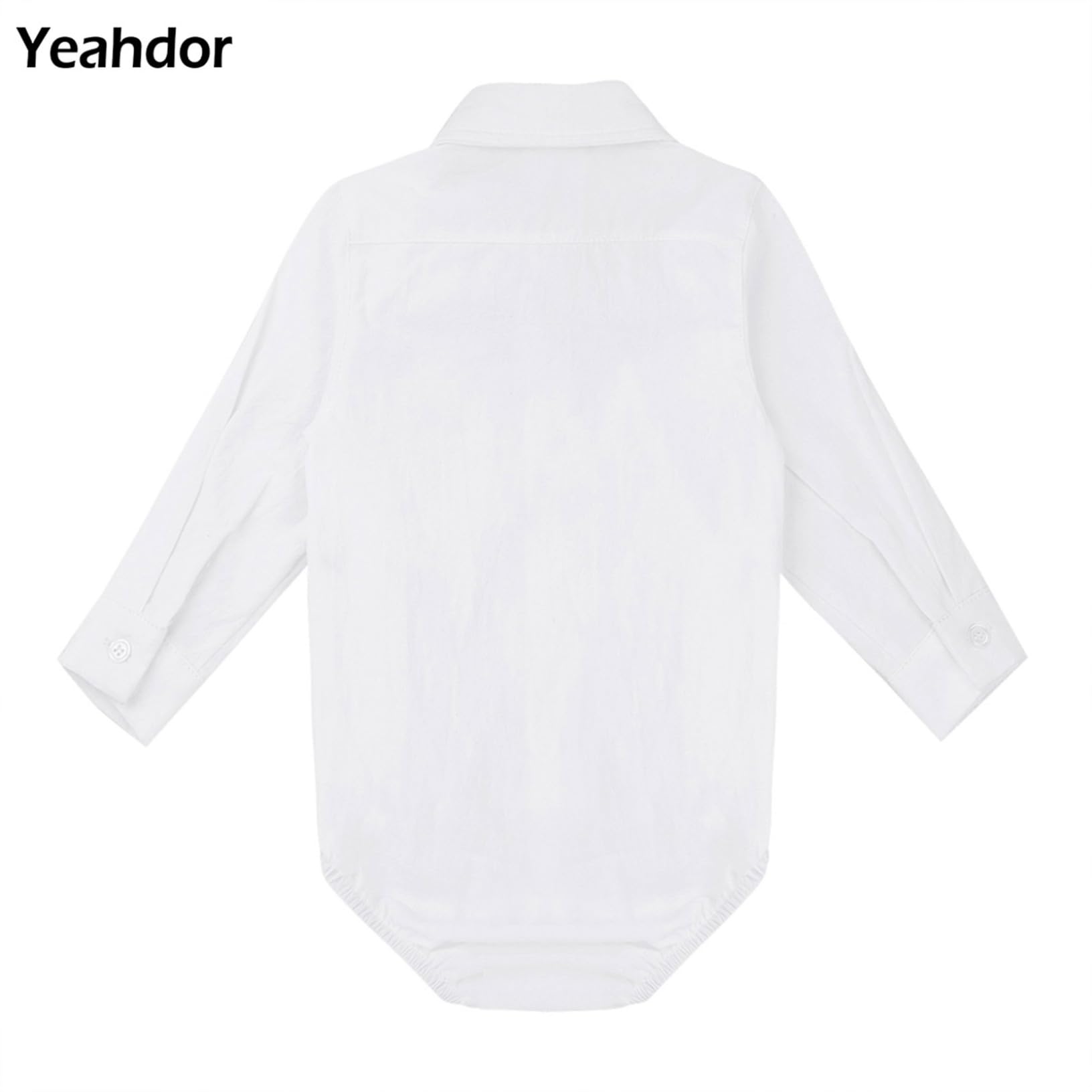 YEAHDOR Baby Toddlers Boys White Formal Dress Shirt Bodysuit Gentleman Romper for Wedding Party Christening Long Sleeve 3-6 Months