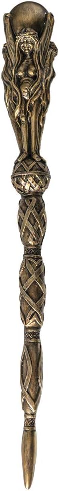 Triple Goddess Mystical Wand Three Sided Mother Maiden Crone Handle Details, Collectible Celtic Inspired Boho Home Accent Decor Piece, Spiritual Gift for Women, 14 Inches