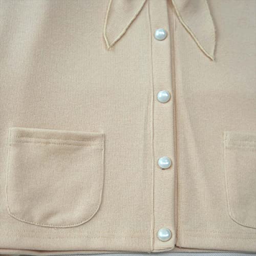 Women Tie Front Cardigan Cute Girls Kawaii Lolita Sailor Collar Rib Knit Open Button Down Top Coat4