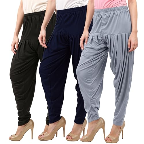 Image of Buy That Trendz Patiyala Pants for Women 3 Combo Patiyala Salwar Harem Viscose Bottoms Pants for Womens