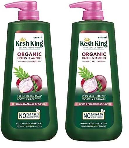 Kesh King Organic Onion Shampoo With Curry Leaves Reduces Hair Fall Upto 98%,Boosts Hair Growth&Keeps Hair Smooth Upto 48Hrs|Repairs Dry&Damaged Hair|Makes Hair Silky&Bouncy - 600Ml,625 Grams