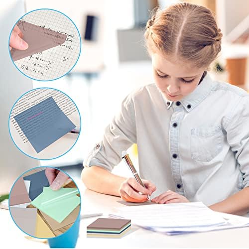 Vicloon Transparent Sticky Notes, 300 Pcs Colored Self-Stick Note Pads, Clear Notes Colorful Transparent Sticky Notes for Learning, School, Home and Office(75*75mm)