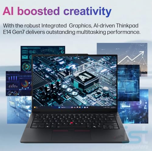 Image of Lenovo ThinkPad E14 Gen 7 Business AI PC Laptop (14 inch FHD+, AMD Ryzen 7 250 (> Intel Ultra 7 155U), 16GB DDR5 RAM, 512GB SSD), Backlit KB, Fingerprint, 5MP Webcam, Ethernet, Wi-Fi, Win 11 Pro, 2026