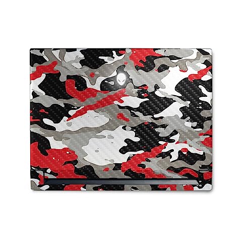 Image of MightySkins Carbon Fiber Skin Compatible with Alienware M18 R1 (2023) Full Wrap Kit - Red Camo | Protective, Durable Textured Carbon Fiber Finish | Easy to Apply & Change Styles | Made in The USA