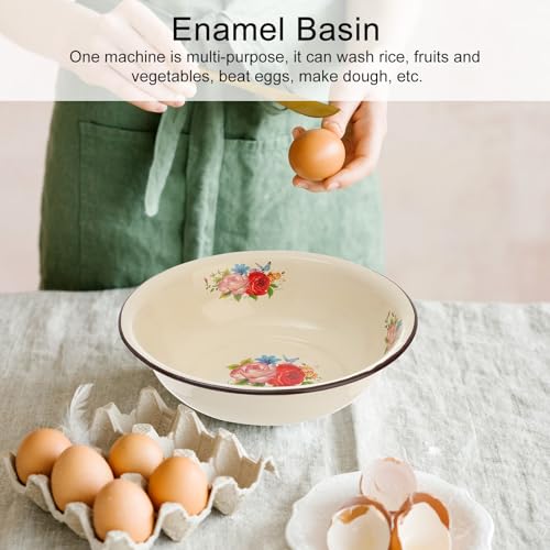 Cuenco de cocina esmaltado de gran capacidad para batir sin salpicaduras en la mesa 7