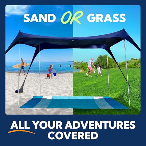 Image of SUN NINJA Beach Tent Sun Shelter, Beach Shade Canopy with UPF50+ Protection
