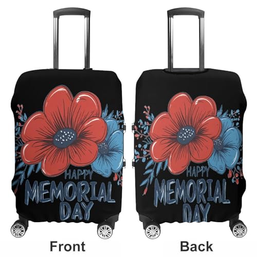 Memorial Day Red Blue Flower Luggage Covers Washable Travel Suitcase Cover Elastic Baggage Protector3