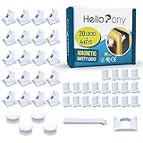 Upgraded (20locks+4keys) Adhesive Magnetic Child Safety Locks for Cabinets and Drawers, One Minute...