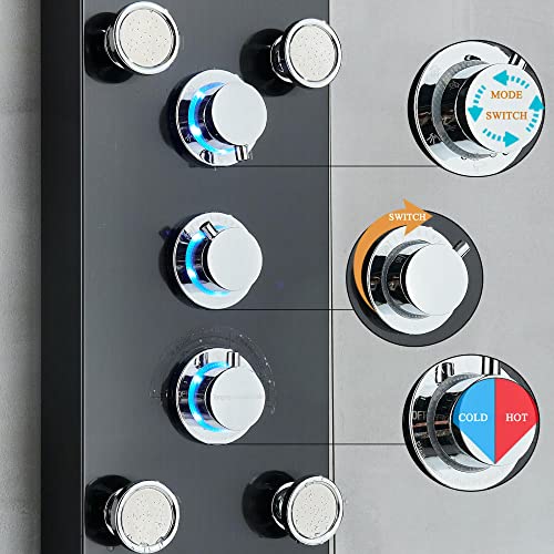 Columna de Ducha con Panel LED, Sistema Torre para Ducha con Chorro Lluvia y Masaje, Acero Inoxidable miniatura 4