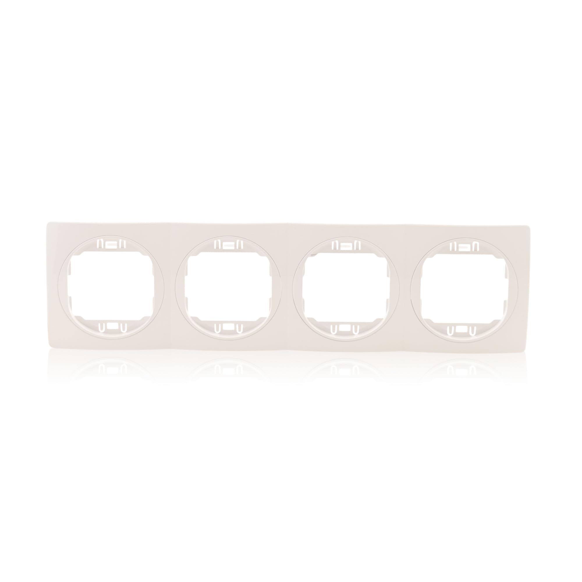Nobilis Set 4x Datenbuchse Weiß, 2-fach 2xRJ45 Cat 6 FTP, Ø 60mm & 4er Rahmen, horizontal 80 x 293mm