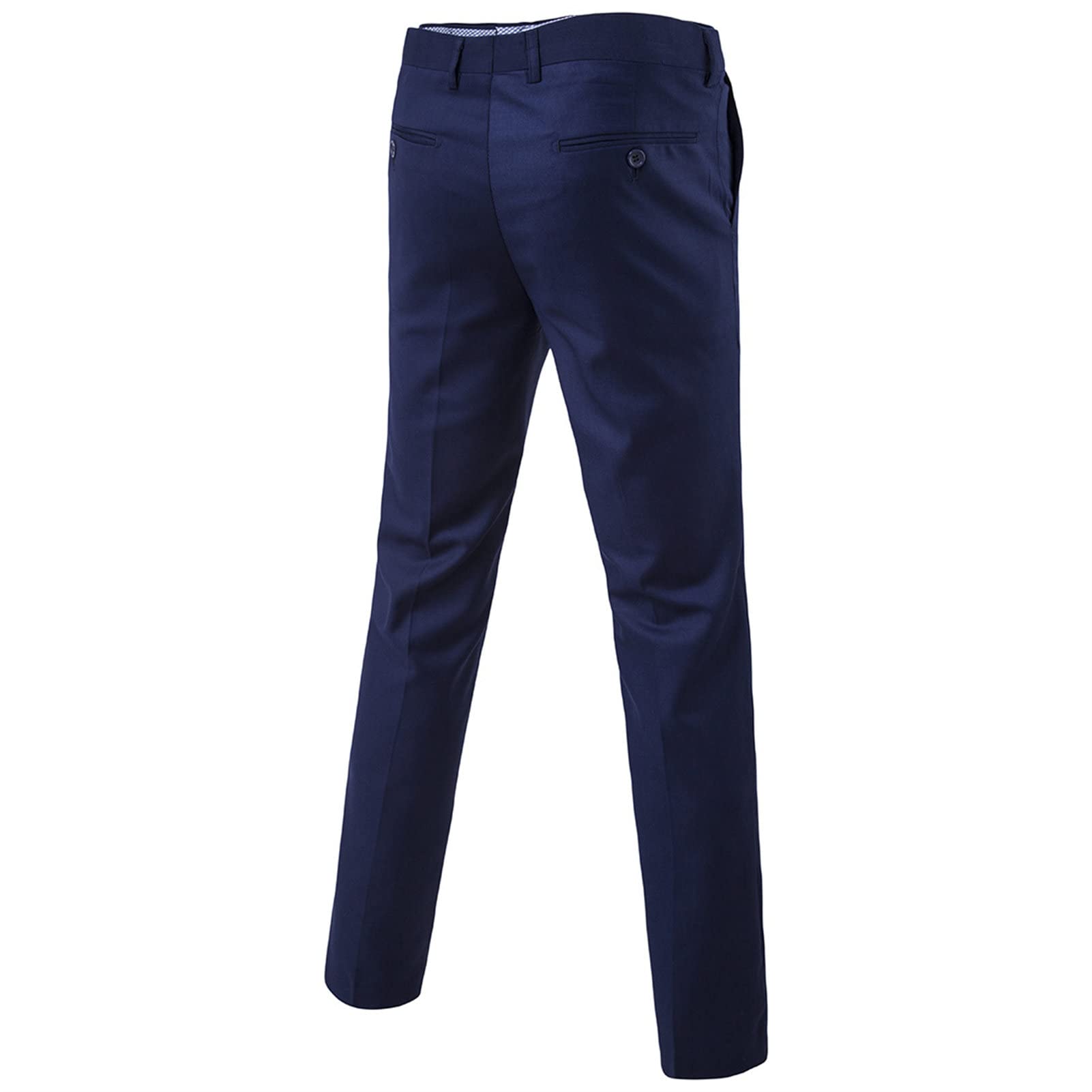 Men's Stylish Slim Stretch Pant Solid Color Skinny Fit Comfort Suit Pant Lightweight Comfort Business Trousers (Dark Blue,Medium)