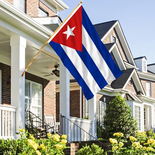 Image of Ahfulife Cuba Flag 3x5 Ft for Revolution Day, 1 Pc Large Cuban National Flag for Outdoor Indoor, Double Sided with Brass Grommets for July 26th Celebrations, Independence Day, Party Street Decor
