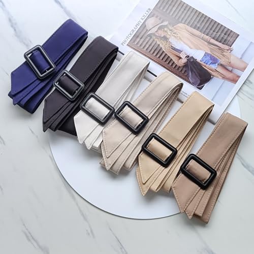 YOU&M Women's Cloth Canvas Durable Waist Belt Bow Tie-Closure Simple Wrap Around Corset Boho for Dress Overcoat Waistband3