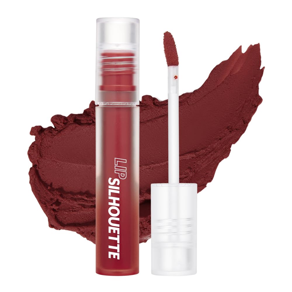 I'M MEME Matte Velvet Tint - Lip Silhouette 06 Preppy Brick (Deep Red Shade) | Vivid Color, Long Lasting, Moisturizing & Hydrating, Light-weight, Neutral Lip Stain Mousse, 4mL