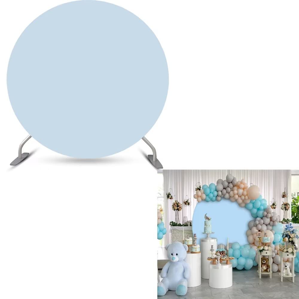 AIBIIN Toile de fond ronde en forme d'arche de 1 x 2,1 m - Bleu uni - Pour cérémonie de mariage, fête d'anniversaire, fête prénatale, banquet