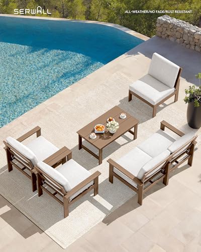 Image of SERWALL HDPE Outdoor Patio Furniture Set with Coffee Table