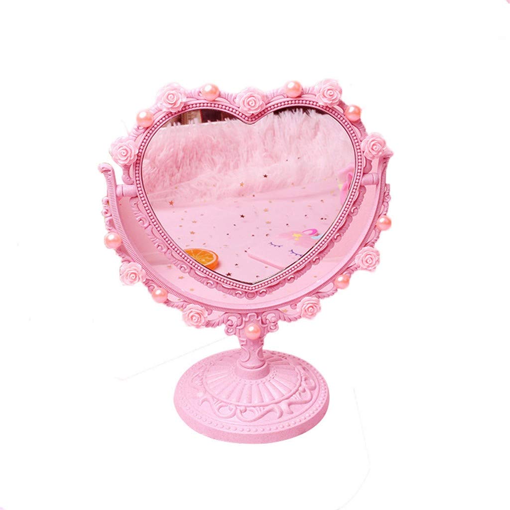 Amazon.co.jp: 明るい鏡 化粧鏡、ピンクのプリンセスミラーハート型の