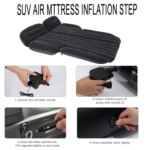 Icelus Auto Matratze,195 * 130 * 15 cm SUV Auto Aufblasbare Matratze Luftmatratze Kofferraum with Luftpumpe,Auto Rücksitz Dickere Kombi Bett für Reisen Camping Outdoor