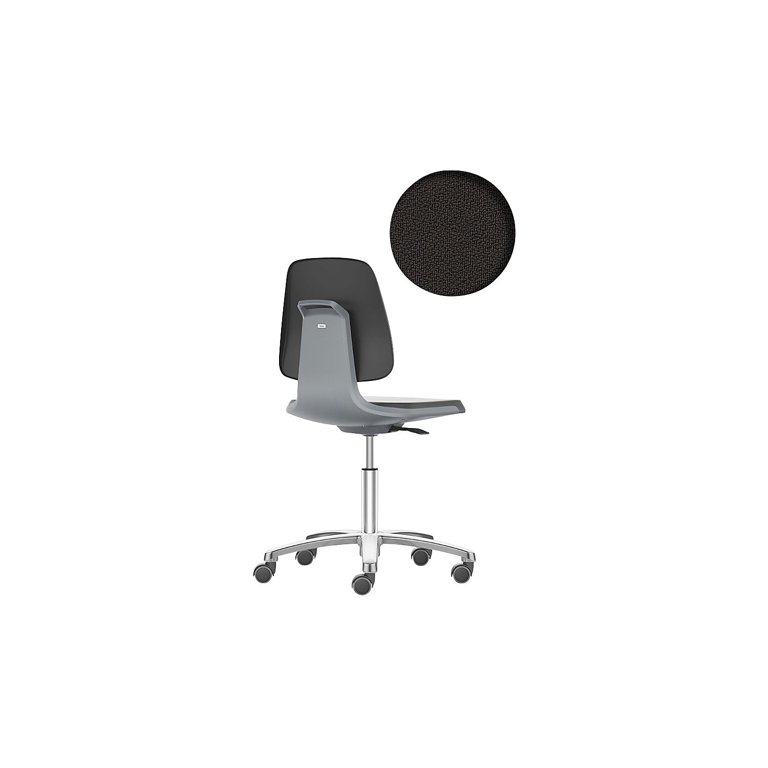 bimos - Sedia girevole da ufficio, sedile con rotelle e rivestimento in tessuto, colore: antracite | Basamento a cinque razze con rotelle, sedile rivestito in tessuto, antracite
