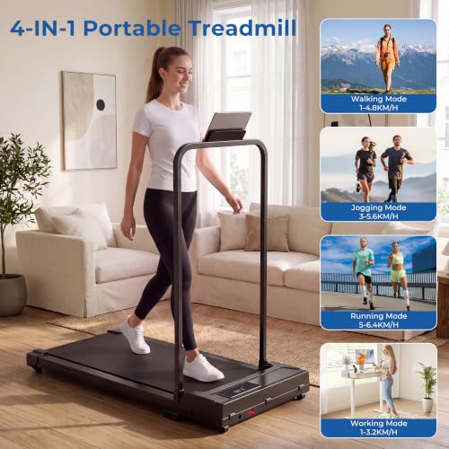 Walking Pad, Treadmill with Handle Bar Foldable Treadmills for Home Indoor Under Desk Portable Compact Electric Walk Pads Small Spaces Office Folding Mini Walking Running Quiet Red Qyraenix - image 6