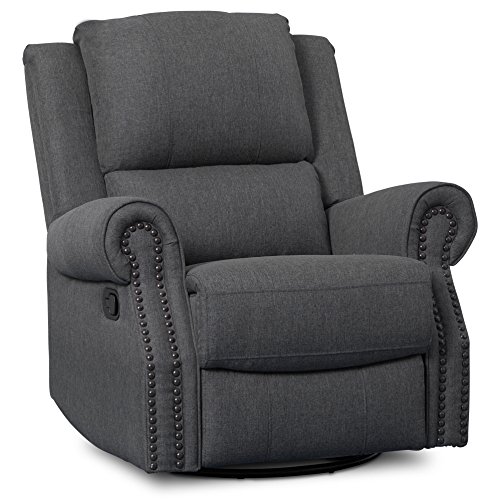 Image of Delta Home Denham Recliner Glider Swivel Chair, Adult, Wood, Charcoal
