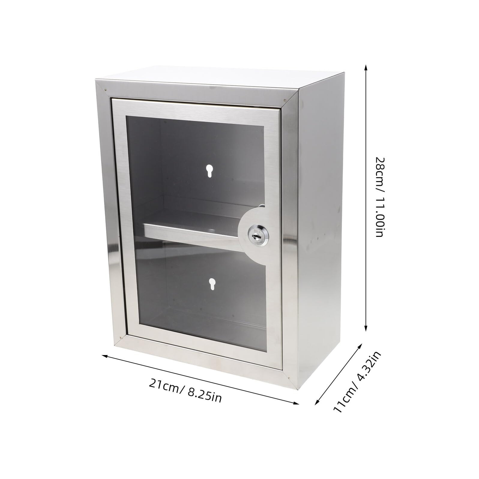 Cassetta di Sicurezza a Parete in Acciaio 280X210X110 MM con Serratura e Doppio Strato Contenitore Robusto per Medicinali e Oggetti di Valore Armadietto Organizer Salvaspazio