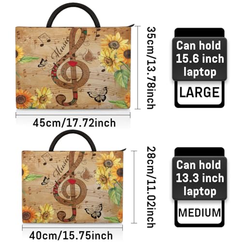 Vintage Patterns Ribbons Sunflowers Laptop Sleeve with Handle Waterproof Computer Carrying Case2