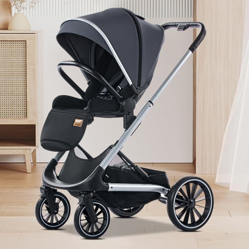 Reversiable Stroller,Toddler Pram with Convertible Seat, Foldable Travel Strollers with Lying Model,...