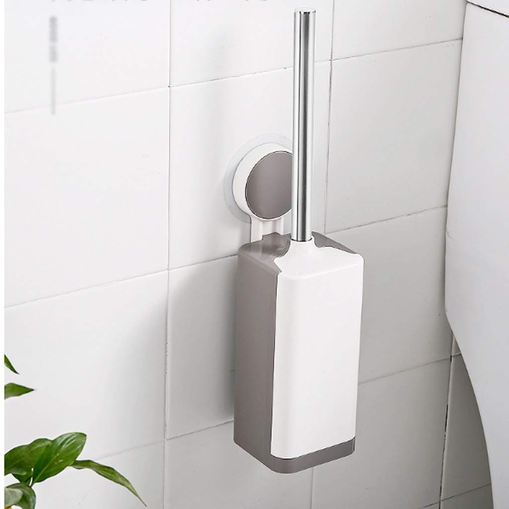 WC-Bürste aus Kunststoff, mit Saugnapf-Werkzeug, Edelstahl, langer Griff, Toilettenbürste