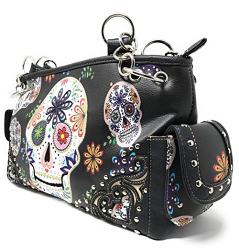 Texas West Women's Flora Candy Skull Handbag Purse in 3 colors2