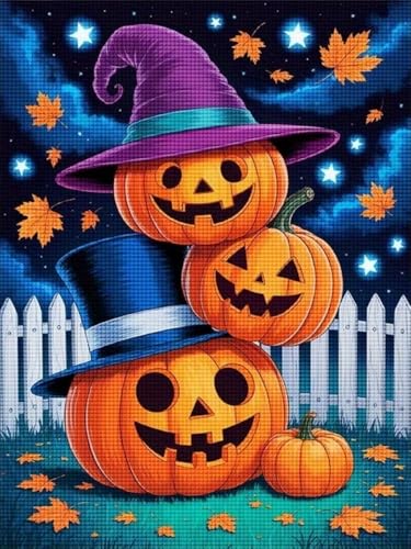 COKYIS Kits de Punto de Cruz Calabaza y sombrero mágico 11ct Completo Diy Bordado Hilos Artesanía Hobby Pintura Artesanía Aguja Estampada Conjunto De Kit 40x50cm