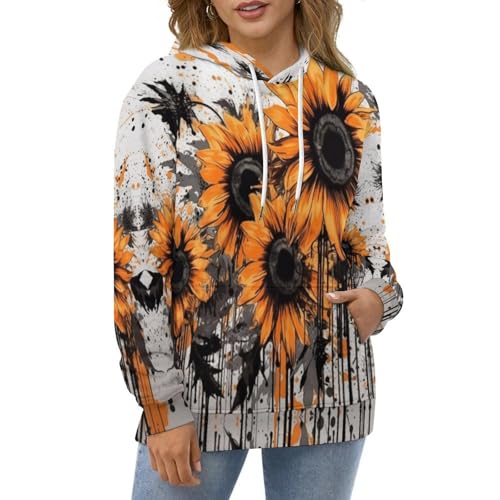 Pull sweat à capuche orange à manches longues pour look urbain décontracté