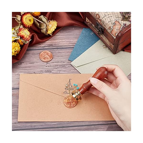 PandaHall Elite 1 Stück DIY Holz Wachs Siegel Stempel, Alphabet Scrapbook Messing Briefmarken und Holzgriff Sets… – Bild 7