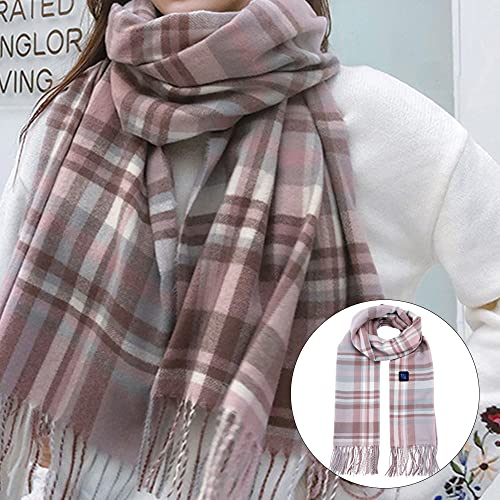 2PCS Heated Scarf Electric Heating Pads Neck Warmer, 3 Heating Levels Control, Winter Warming Scarf Unisex Gifts Fashionable (Light Pink+Dark Curry)4