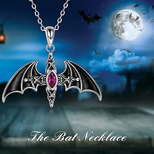 SHEAISRS Bat Necklace 925 Sterling Silver Celtic Cross Necklace Gothic Jewelry Gift for Women (Bat Necklace) - Image 6