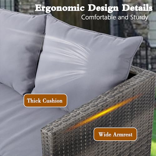 Shintenchi 3CY Patio Furniture 4 Pieces Wicker Patio Furniture Sets,Outdoor Wicker Conversation Set Rattan Sectional Sofa thumb #2