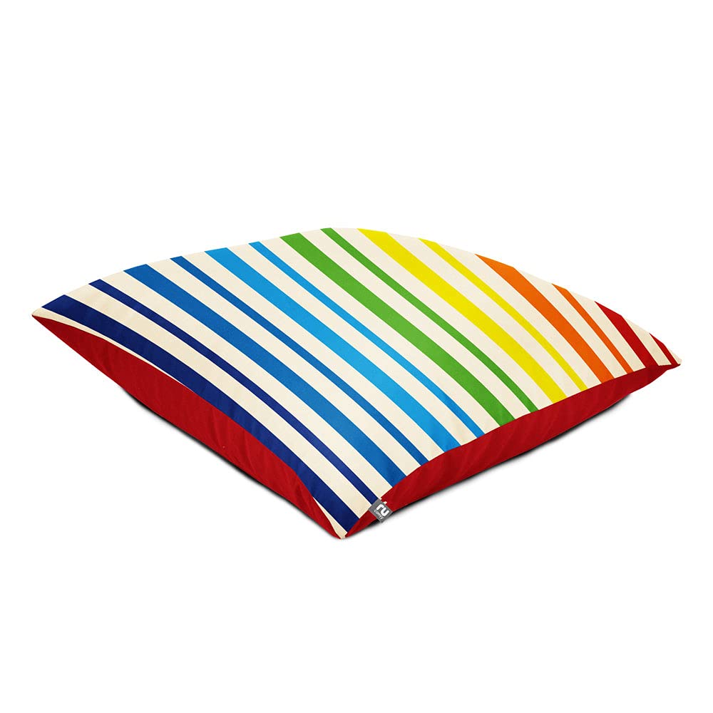 rucomfy Comfortable Floor Cushion Beanbag- Water Resistant - Rainbow Stripe