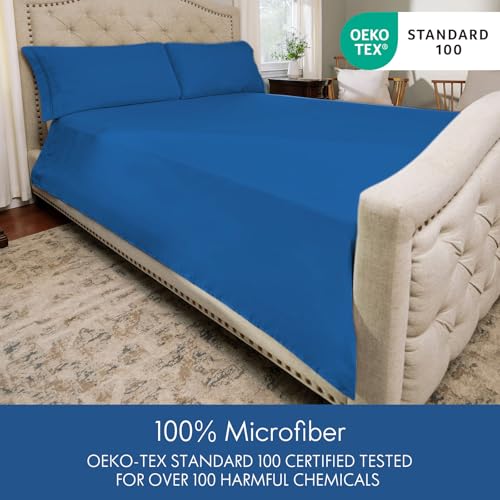Image of ClevaHome Sheets Twin Size Bed Set - 4 Piece Fitted Sheets Set Royal Blue