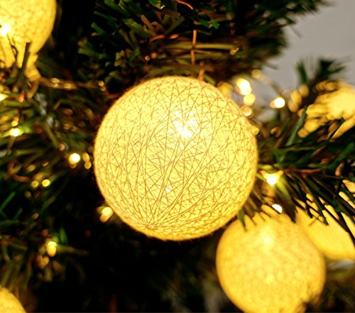 Gibot Cotton Ball Lights, 10 LED Battery Powered Indoor Fairy Cotton Ball String Lights for Halloween Christmas Wedding Party Patio, Warm White
