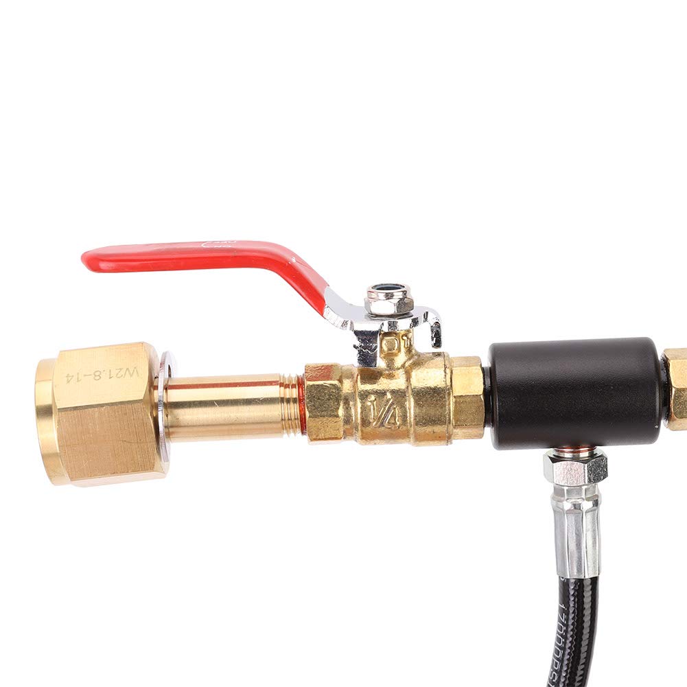 Zestaw adaptera do napełniania strumienia sody, W21.8-14 gwint UE Adapter do napełniania butli CO2 Złącze do butelki Adapter do napełniania CO2 z 36-calowym wężem Akcesoria do sody